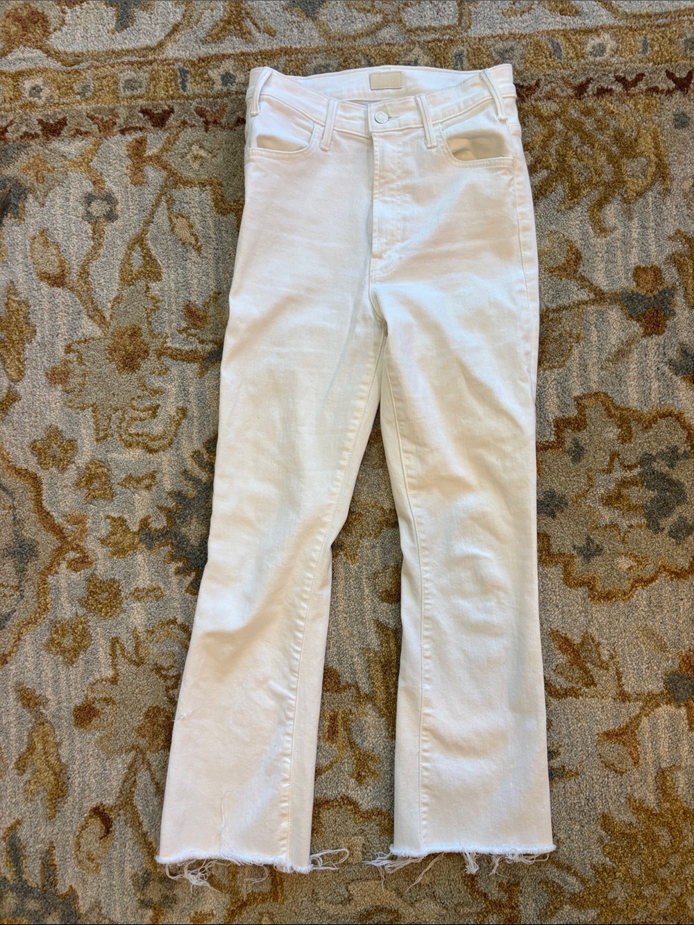 MOTHER The Hustler Ankle Fray Jeans in White - Picture 3 of 5